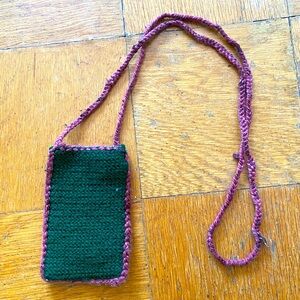 Forest Green and Purple Crochet Yarn Pouch Handmade